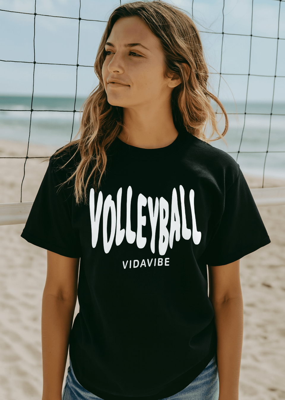 Black and White Puffy Volleyball Tee